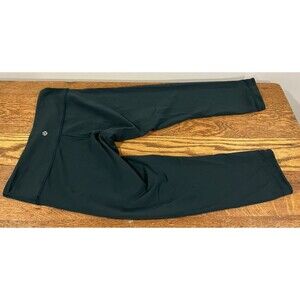 Lululemon Womens Sz 8 Reversable Capri Cropped Leggings Black Green High Rise